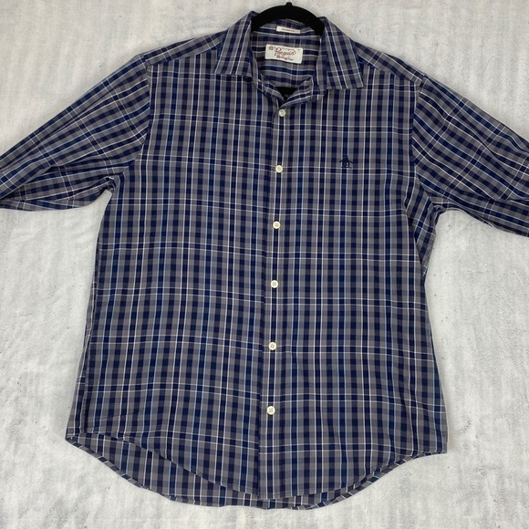 Original Penguin Classic Fit Button Up Check Shirt Sz Medium Long Sleeve - Picture 2 of 7